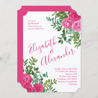 Hellrosa, florale Hochzeitseinladungen Einladung