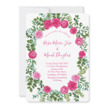 Hellrosa, florale Hochzeitseinladungen