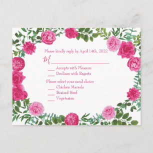 Hellrosa florale Hochzeitskarte Postkarte
