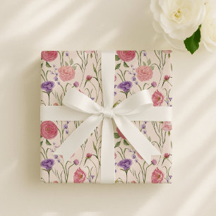 hellrosa, florales, elegantes Ereignis Geschenkpapier
