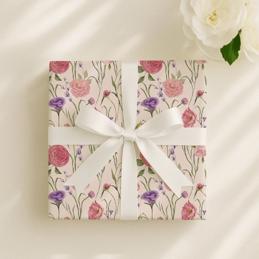hellrosa, florales, elegantes Ereignis Geschenkpapier