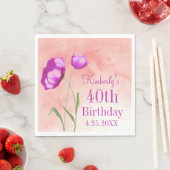 Hellrosa Florals, individueller Geburtstag Serviette (Beispiel)