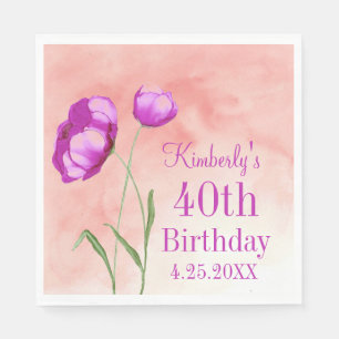 Hellrosa Florals, individueller Geburtstag Serviette