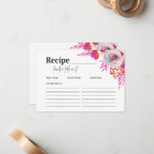 Hellrosa Florals Rezept Karte für Brautparty (Vorderseite/Rückseite Beispiel)