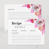 Hellrosa Florals Rezept Karte für Brautparty (Vorne/Hinten)