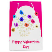 Hellrosa Flower Happy Valentines Medium Bag Mittlere Geschenktüte (Vorderseite)