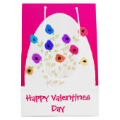 Hellrosa Flower Happy Valentines Medium Bag Mittlere Geschenktüte (Rückseite)