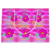 Hellrosa Flower Shopping Große Geschenktüte (Vorderseite)