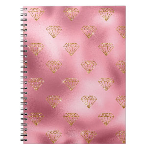Hellrosa Folie & Gold Glam Glitter Diamanten Notizblock