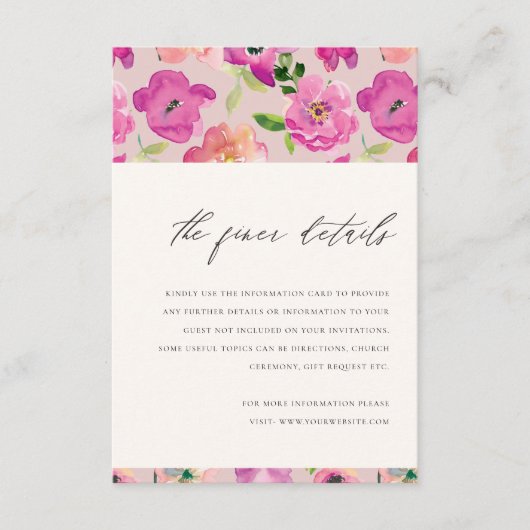 Hellrosa Fun Wasserfarben Blumenzwiebeldetails Begleitkarte (Vorderseite)