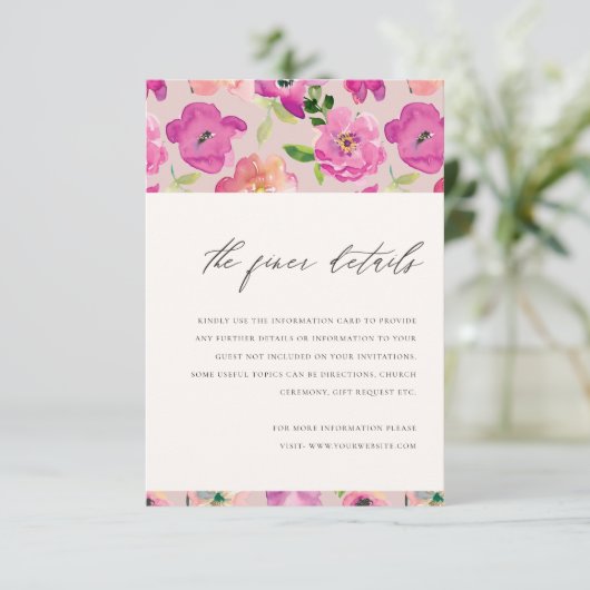 Hellrosa Fun Wasserfarben Blumenzwiebeldetails Begleitkarte (Stehend Vorderseite)