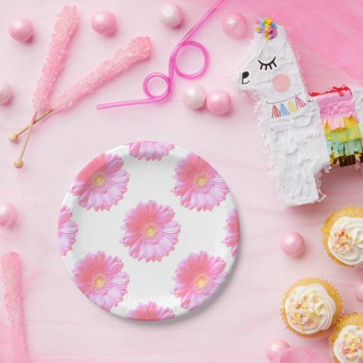 Hellrosa Gänseblümchen Pappteller (Party)