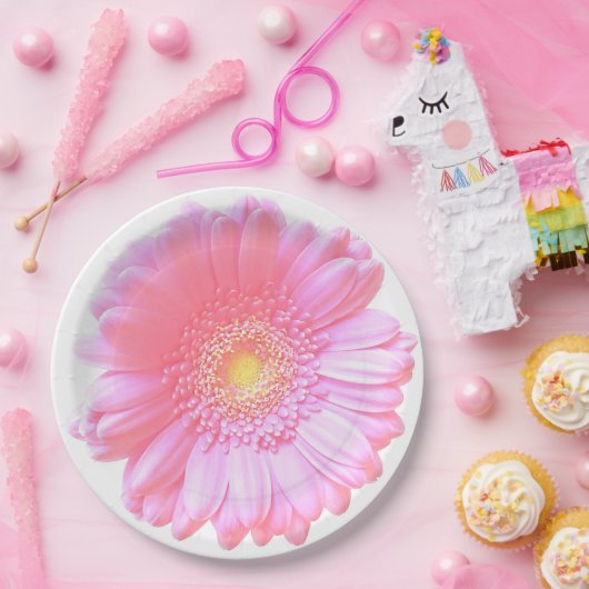 Hellrosa Gänseblümchen Pappteller (Party)