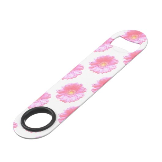 Hellrosa Gänseblümchen Speedflaschenöffner (Vorderseite Schrägansicht)