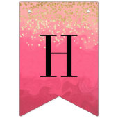 Hellrosa Geburtstag mit goldenem Glitzer Wimpelkette (Zweite Fahne)