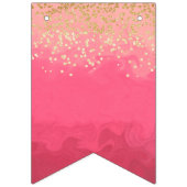 Hellrosa Geburtstag mit goldenem Glitzer Wimpelkette (Erste Fahne)