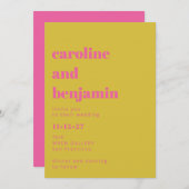 Hellrosa Gelb Einfache moderne Hochzeit Einladung (Vorne/Hinten)