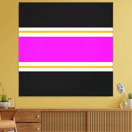 Hellrosa, gelb-weiße Streifen auf schwarzen Streif Leinwanddruck