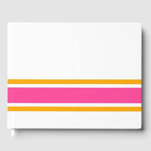 Hellrosa gelbe Kante, Streifen auf weißem Grund Gästebuch (Vorderseite)