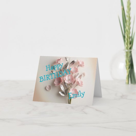 Hellrosa Gelbe Rosen Floral Wasserfarbe Karte (Vorderseite)