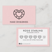 Hellrosa Gem Logo Handmade Juwelen Loyalitätsbeloh Visitenkarte (Vorne/Hinten)