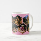 Hellrosa geometrische Sechseck-Foto-Collage Kaffeetasse (VorderseiteRechts)