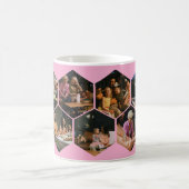 Hellrosa geometrische Sechseck-Foto-Collage Kaffeetasse (Mittel)