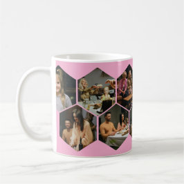 Hellrosa geometrische Sechseck-Foto-Collage  Kaffeetasse