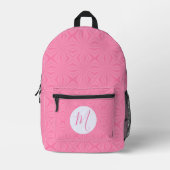 Hellrosa gewellte Quadrate Personalisierte Initial Bedruckter Rucksack (Vorderseite)