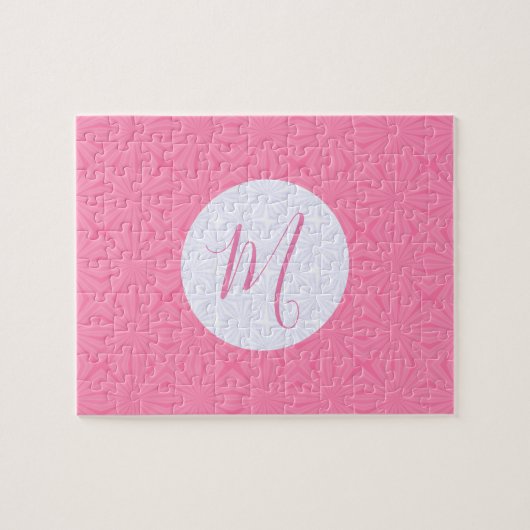 Hellrosa gewellte Quadrate Personalisierte Initial Puzzle (Horizontal)