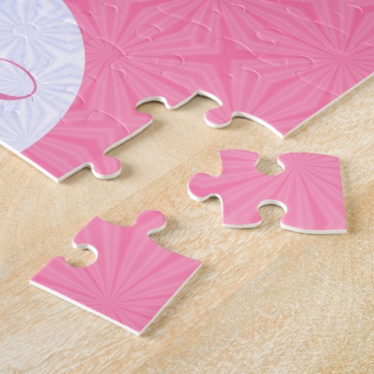 Hellrosa gewellte Quadrate Personalisierte Initial Puzzle (Seite)