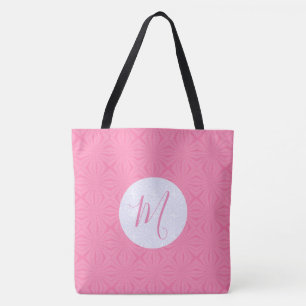 Hellrosa gewellte Quadrate Personalisierte Initial Tasche
