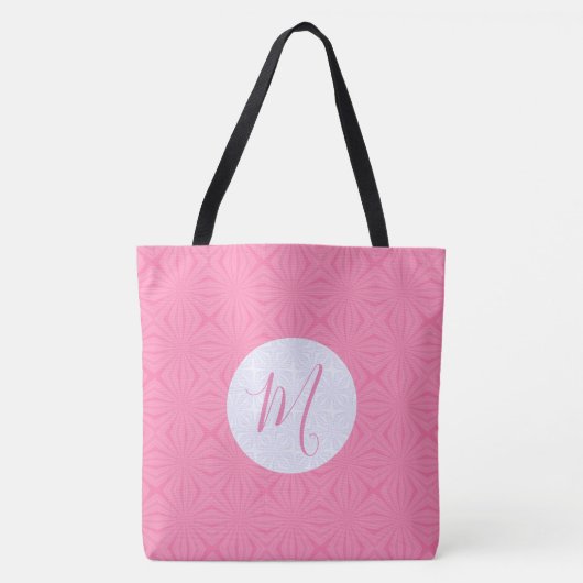 Hellrosa gewellte Quadrate Personalisierte Initial Tasche (Vorderseite)