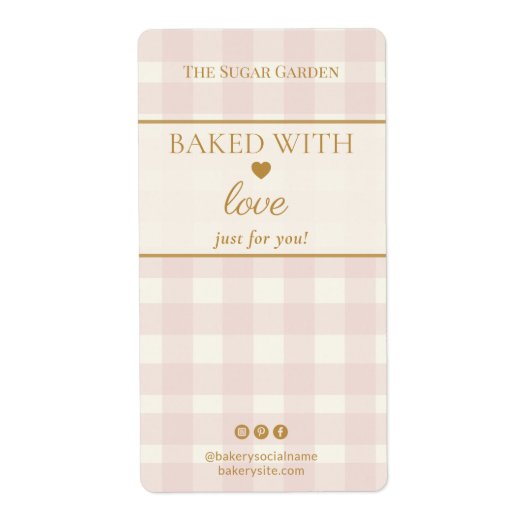 Hellrosa Gingham-Backform Mit Liebe gebacken (Vorne)