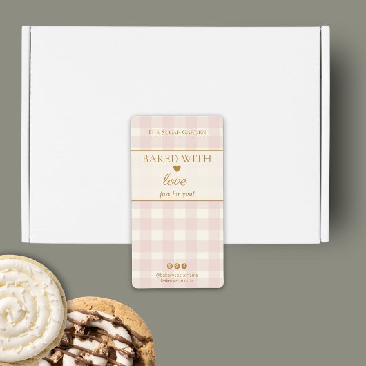 Hellrosa Gingham-Backform Mit Liebe gebacken 