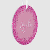 Hellrosa Glitter-Foto Ornament (Vorderseite)