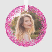 Hellrosa Glitter-Foto Ornament (Rückseite)