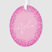 Hellrosa Glitter-Foto Ornament (Vorderseite)