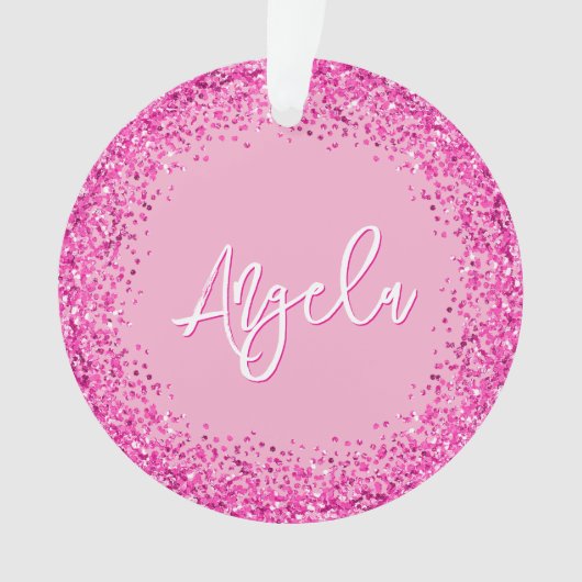 Hellrosa Glitter-Foto Ornament (Vorderseite)