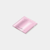 Hellrosa Glittertropfen Schimmer Post-it Klebezettel (angewinkelt)