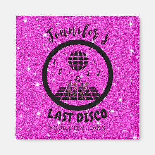 Hellrosa Glitzer Disco Junggeselinnen-Abschied Magnet (Vorne)