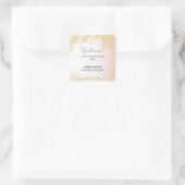 Hellrosa Glitzer Golden Splash Hochzeit Willkommen Quadratischer Aufkleber (Tasche)