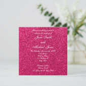 Hellrosa Glitzer Hochzeitsaufenthalte Einladung (Stehend Vorderseite)