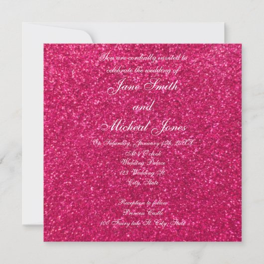 Hellrosa Glitzer Hochzeitsaufenthalte Einladung (Vorderseite)