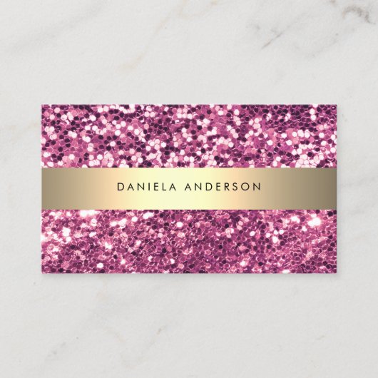 Hellrosa Glitzer Luxury Glam QR-Code Visitenkarte (Vorderseite)