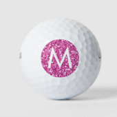 Hellrosa Glitzer Modernes Monogramm Golfball (Vorderseite)