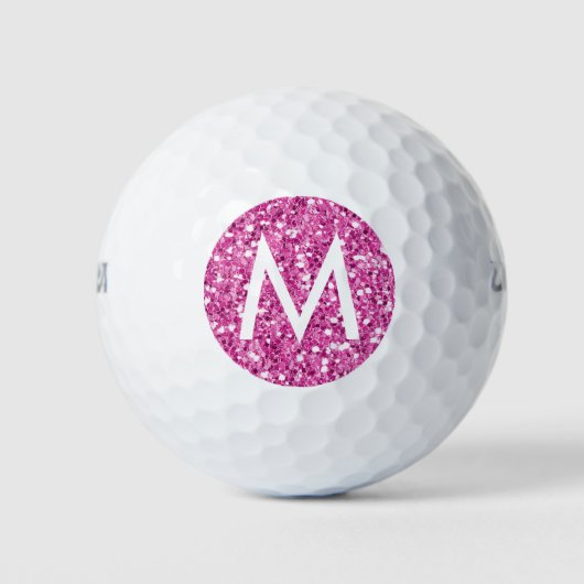 Hellrosa Glitzer Modernes Monogramm Golfball (Vorderseite)