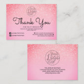 Hellrosa Glitzer Ombre Kunde Vielen Dank Visitenkarte (Vorne/Hinten)