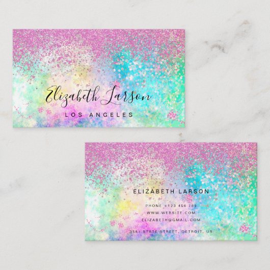 Hellrosa Glitzer Opal Hintergrund Visitenkarte (Vorne/Hinten)
