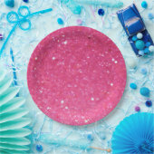 Hellrosa Glitzer Pappteller (Party)